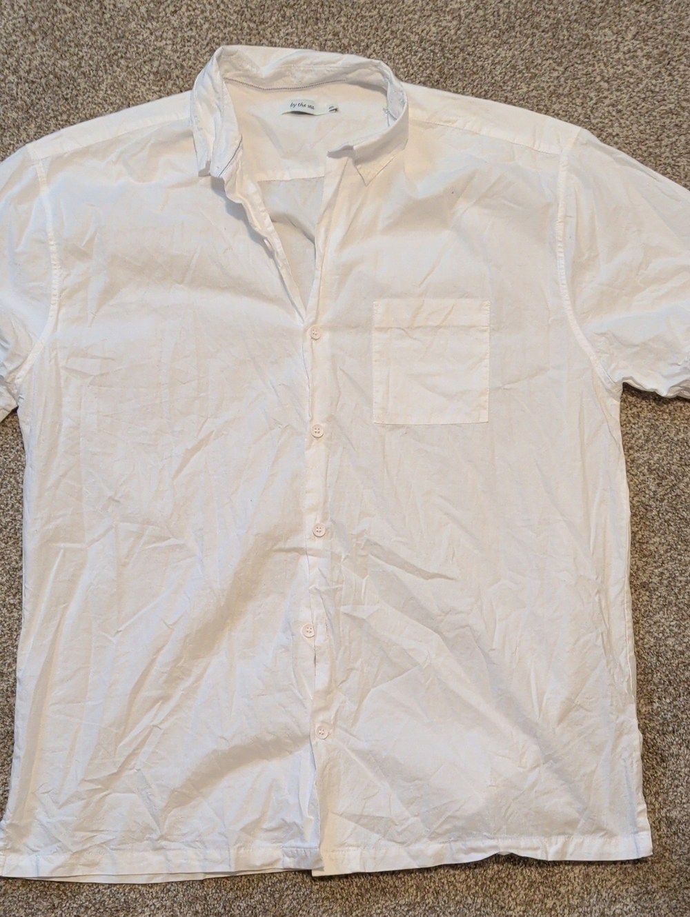 By The Sea White Short-Sleeve Button-Up Shirt - Classic Men's XXL Shirt
